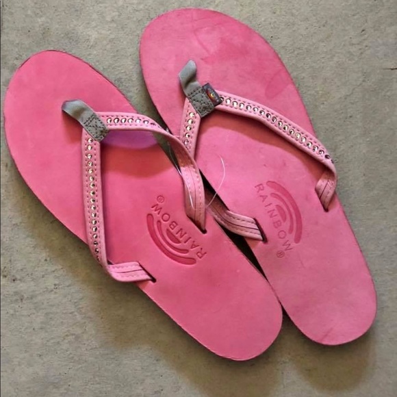 pink rainbow flip flops